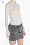 BORIS BIDJAN SABERI WLS1 series women's cotton cashmere long-sleeved T-shirt WLS1.MID FTT00001-QH light gray